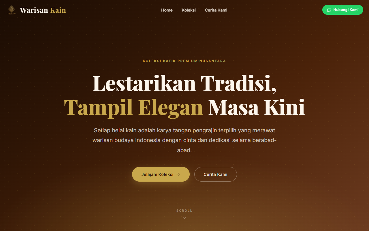 Warisan Kain - E-Commerce Batik Premium - Fullstack Web Development Portfolio Project by Firman Naufal Aryaputra